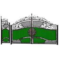 Ковані ворота з профнастилом (v01000)