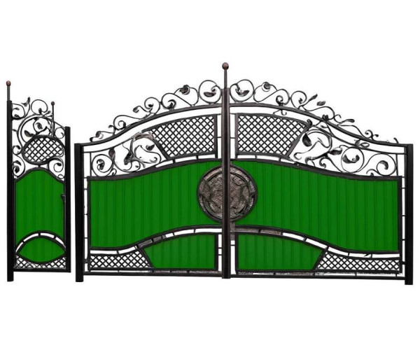 Ковані ворота з профнастилом (v01000)