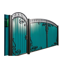 Ковані ворота з профнастилом (v01002)